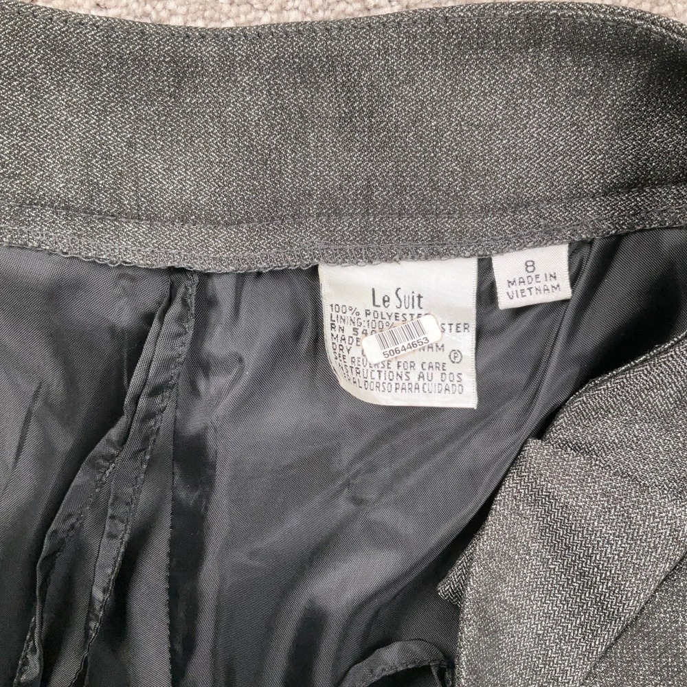 Le Suit Pantsuit Women 8 30W 30.5L Gray Mini Herringbone‎ Career Neutral Classic - Picture 12 of 16